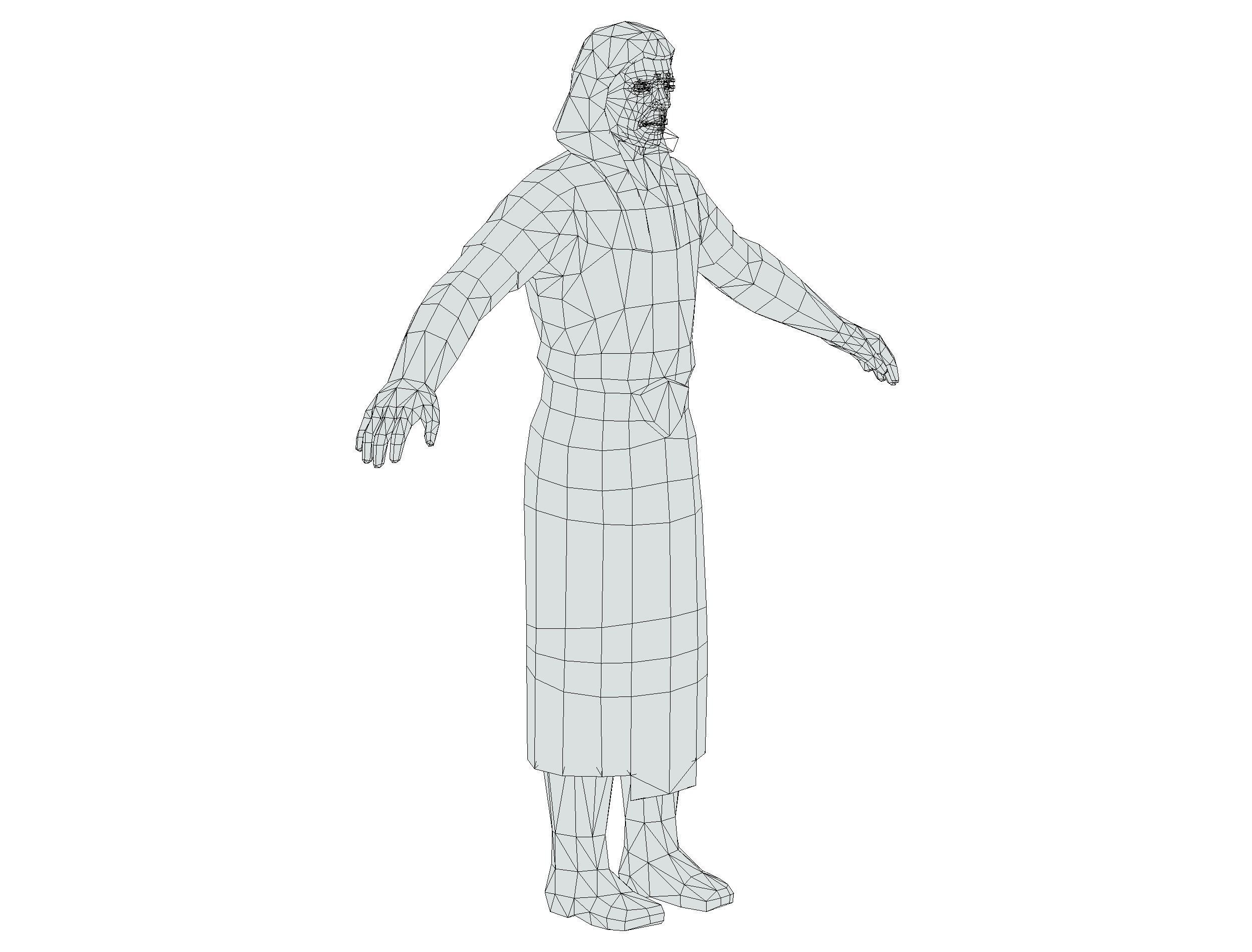 Man Dressed as an Egyptian Pharaoh Low-poly 3D model_13