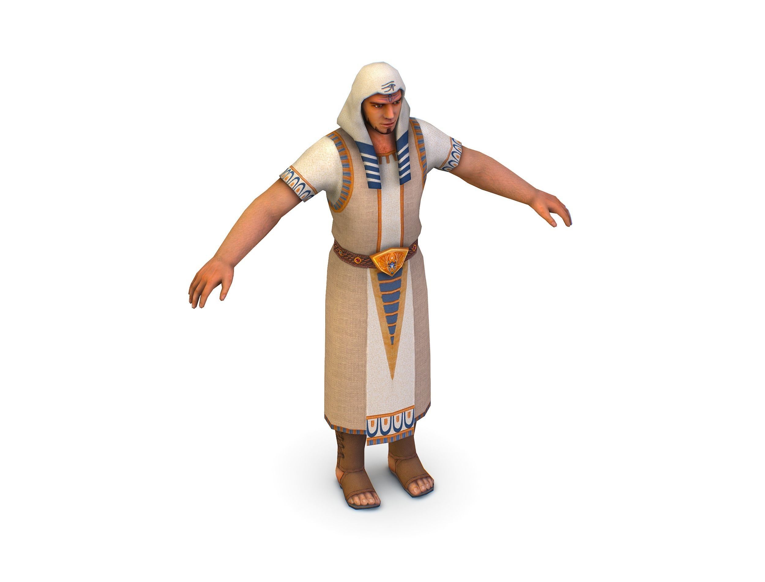 Man Dressed as an Egyptian Pharaoh Low-poly 3D model_12