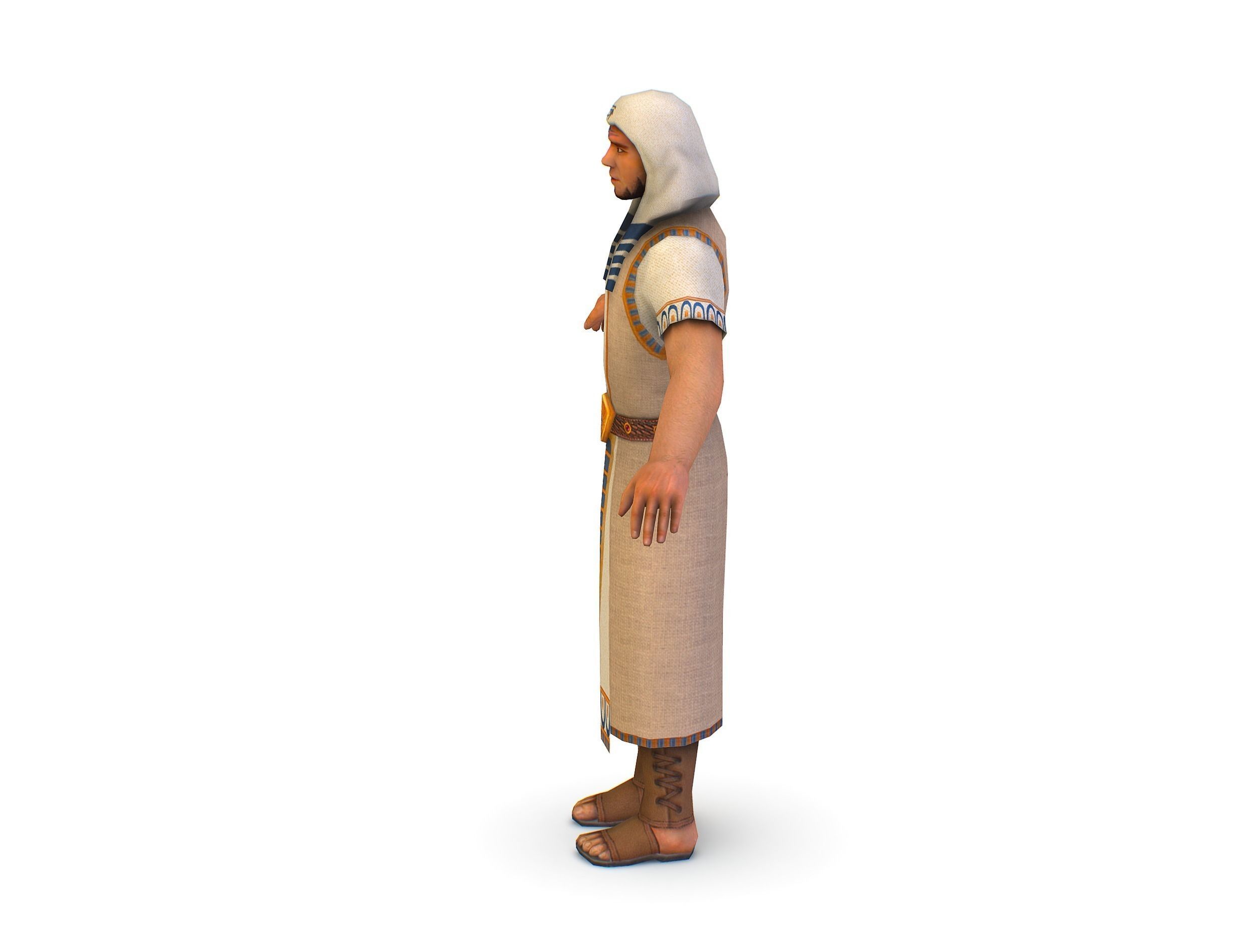 Man Dressed as an Egyptian Pharaoh Low-poly 3D model_3