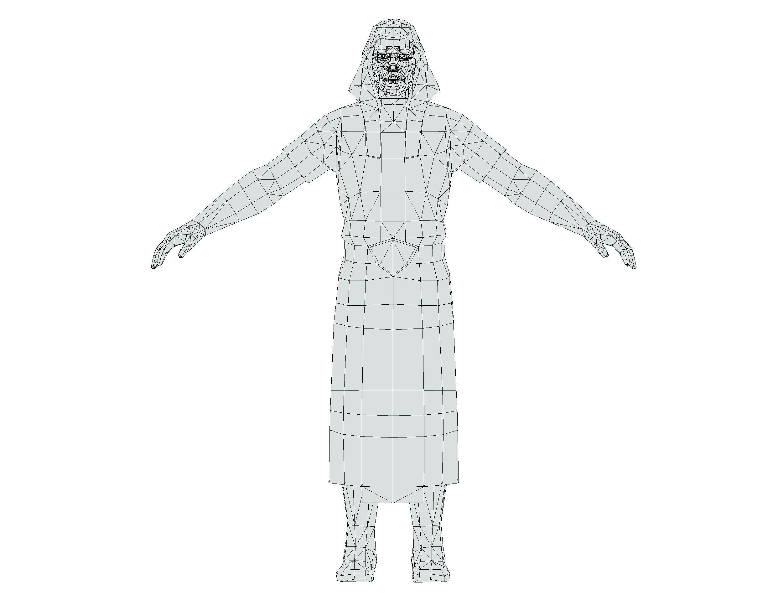 Man Dressed as an Egyptian Pharaoh Low-poly 3D model_17