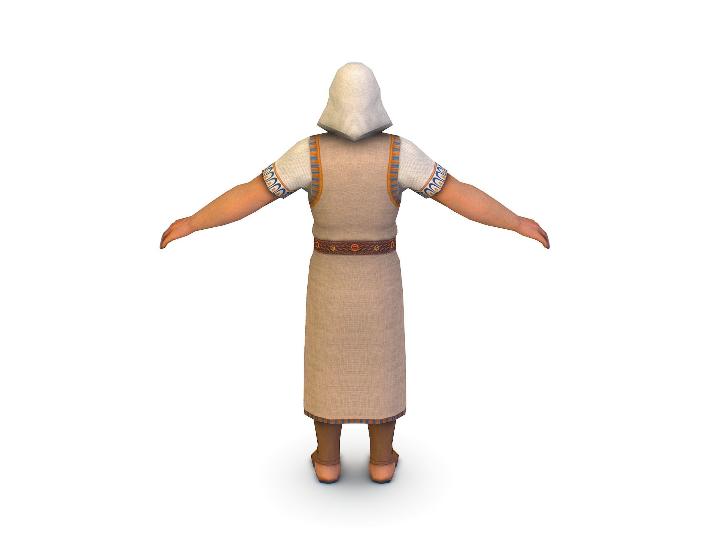 Man Dressed as an Egyptian Pharaoh Low-poly 3D model_5