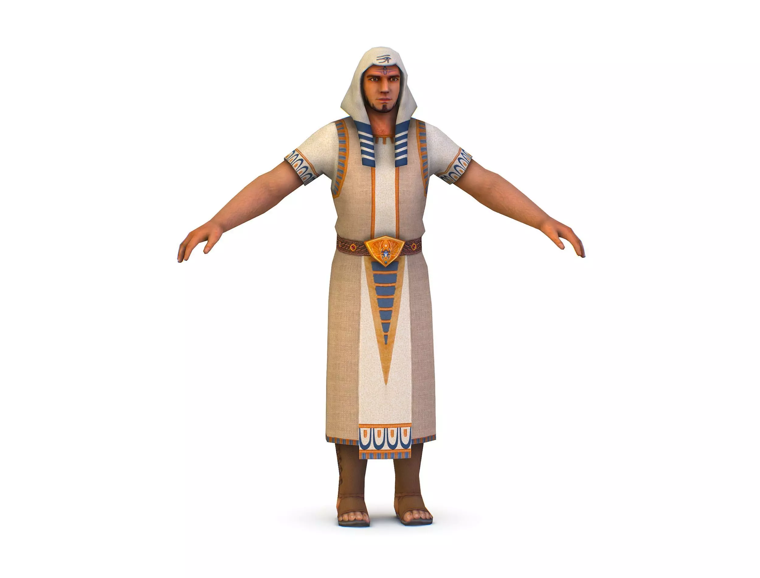 Man Dressed as an Egyptian Pharaoh Low-poly 3D model_0