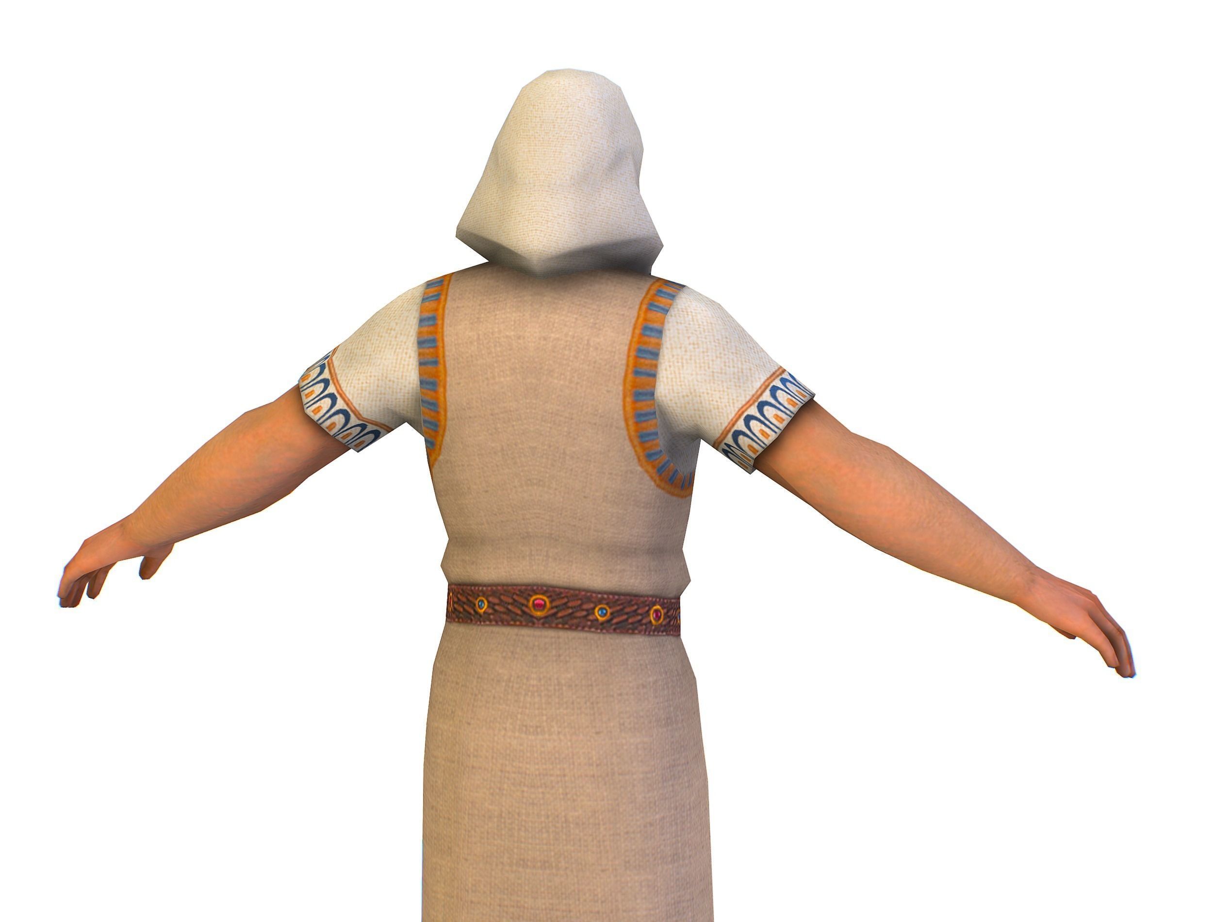Man Dressed as an Egyptian Pharaoh Low-poly 3D model_11