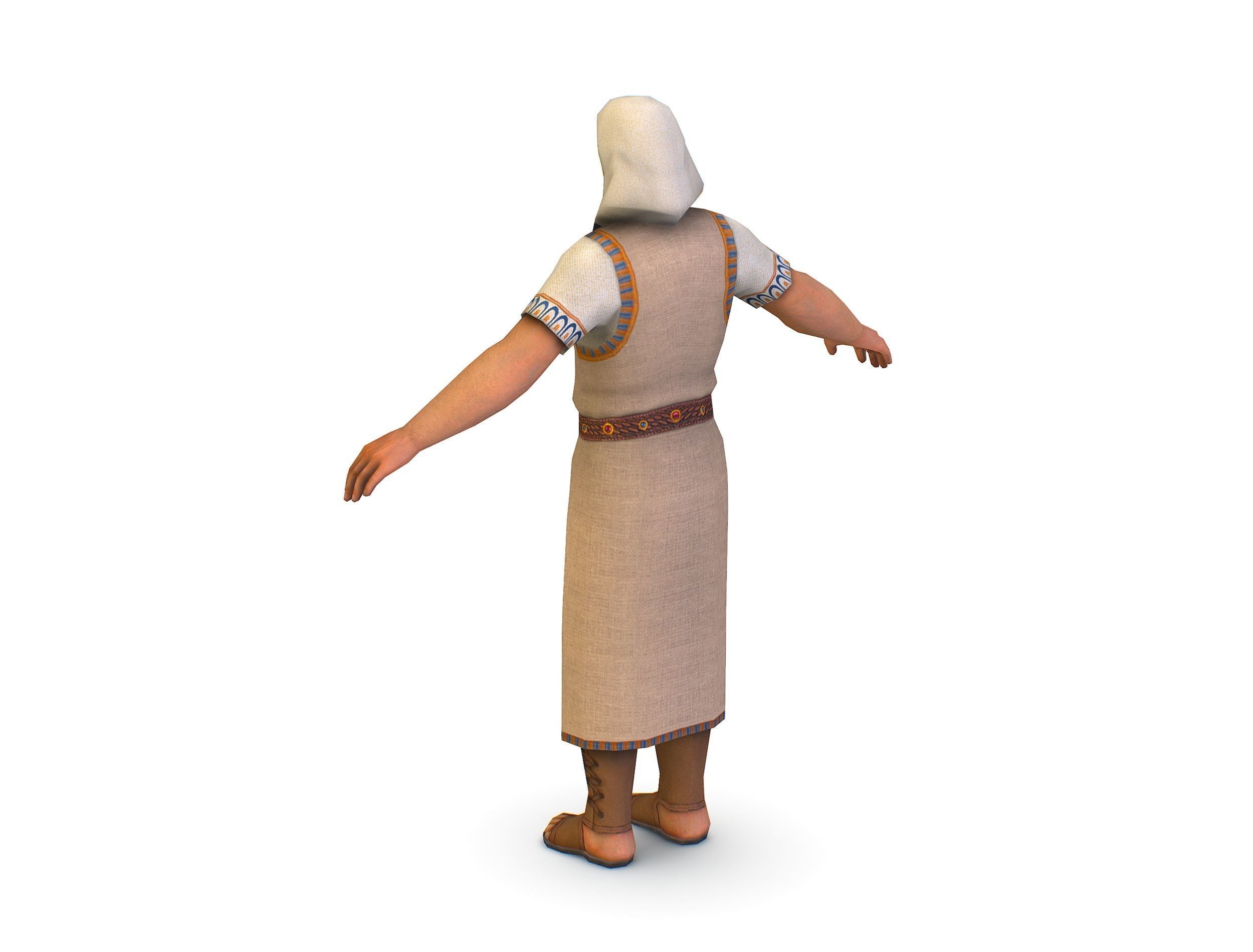 Man Dressed as an Egyptian Pharaoh Low-poly 3D model_4