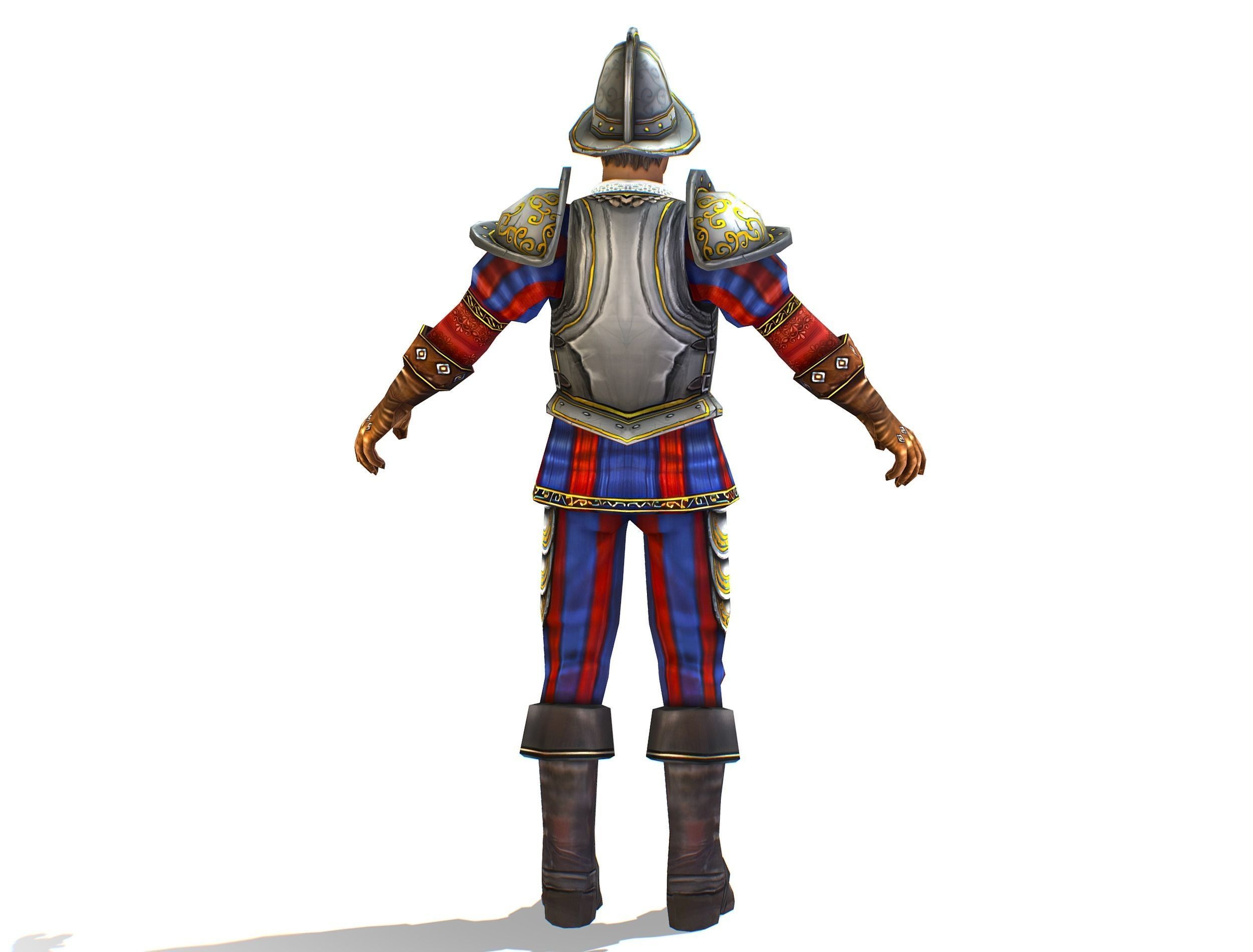 Old Man Spanish Canquistador Cortez Low-poly 3D model_5