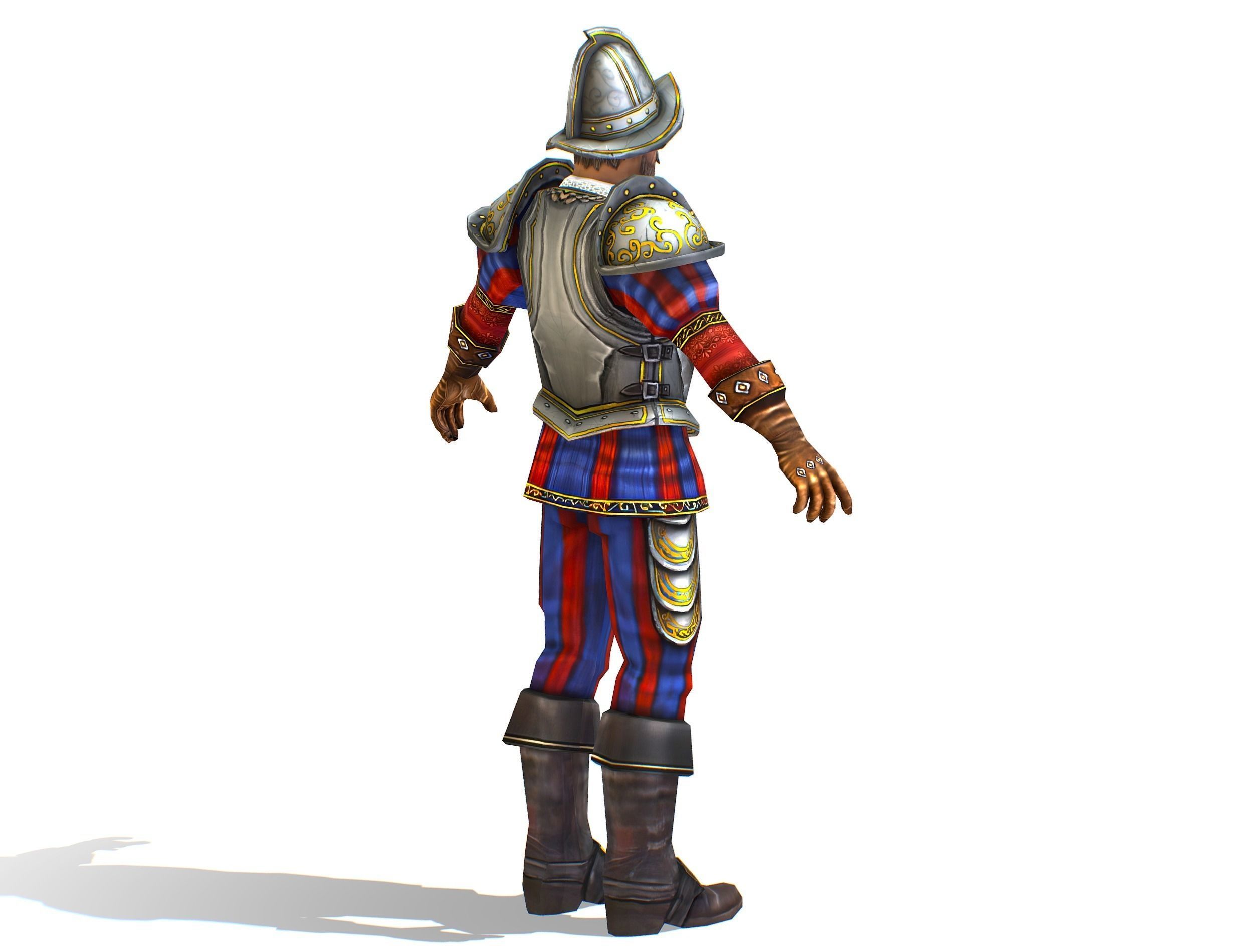 Old Man Spanish Canquistador Cortez Low-poly 3D model_6