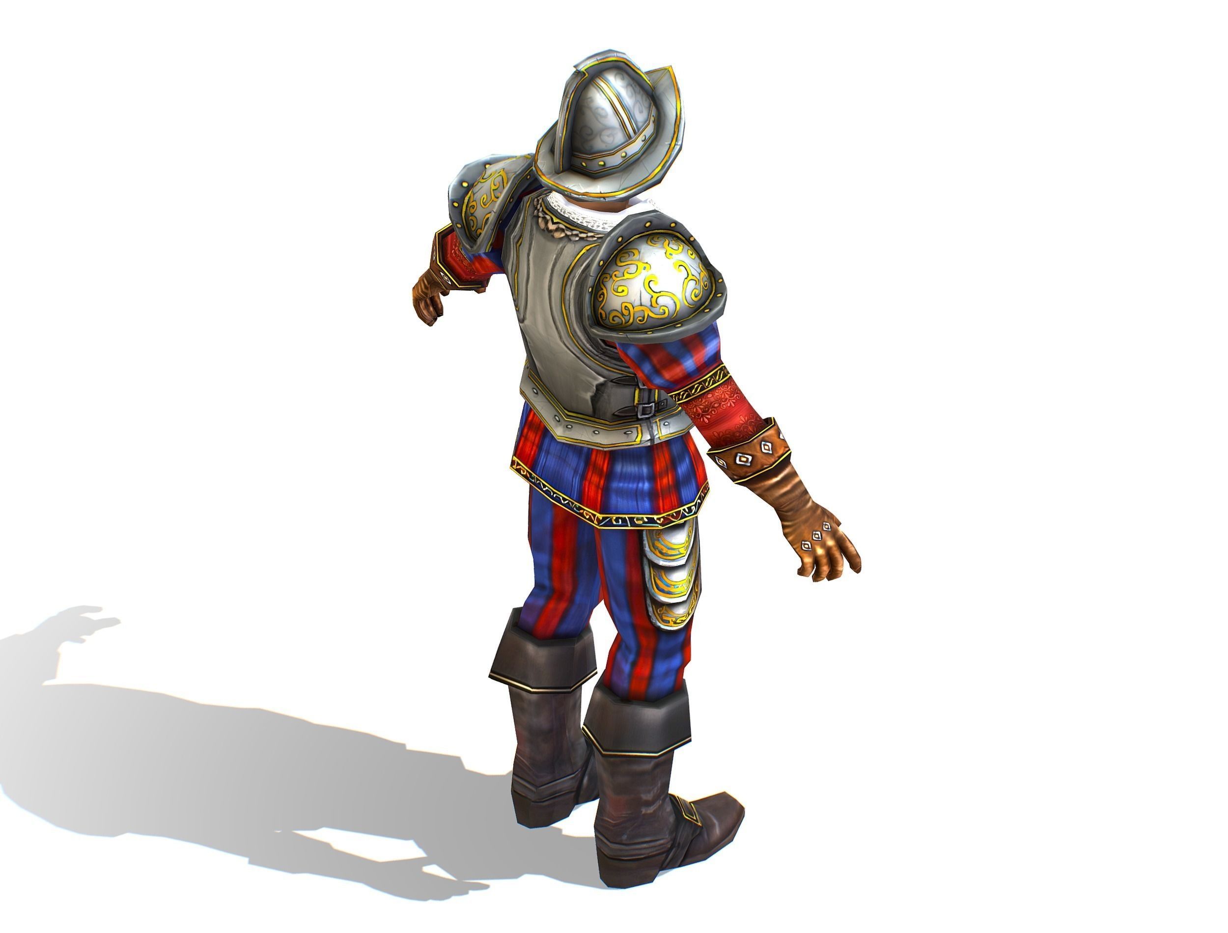 Old Man Spanish Canquistador Cortez Low-poly 3D model_13