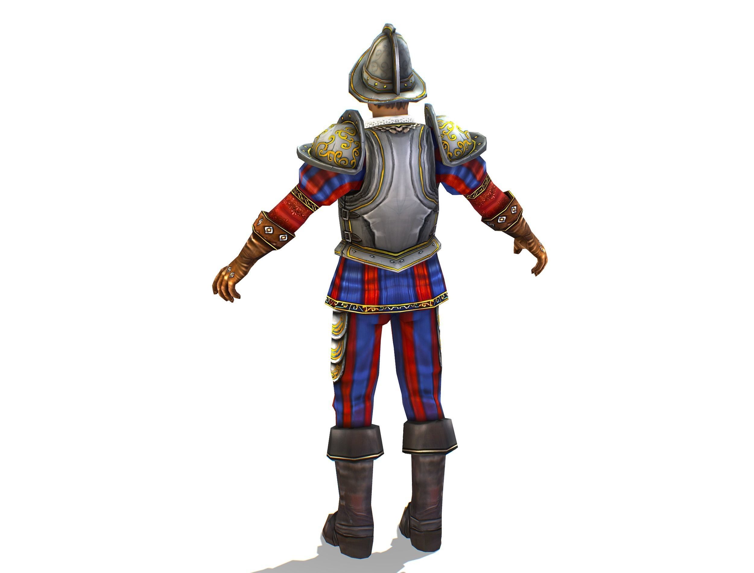 Old Man Spanish Canquistador Cortez Low-poly 3D model_4