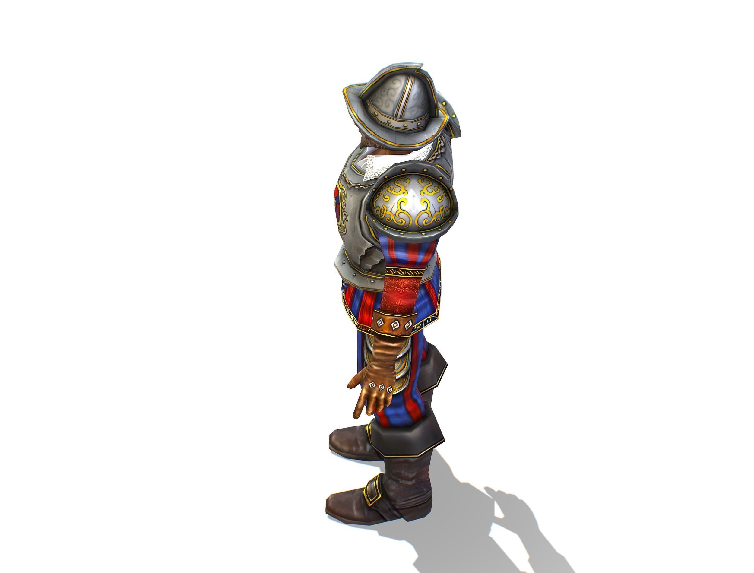 Old Man Spanish Canquistador Cortez Low-poly 3D model_15