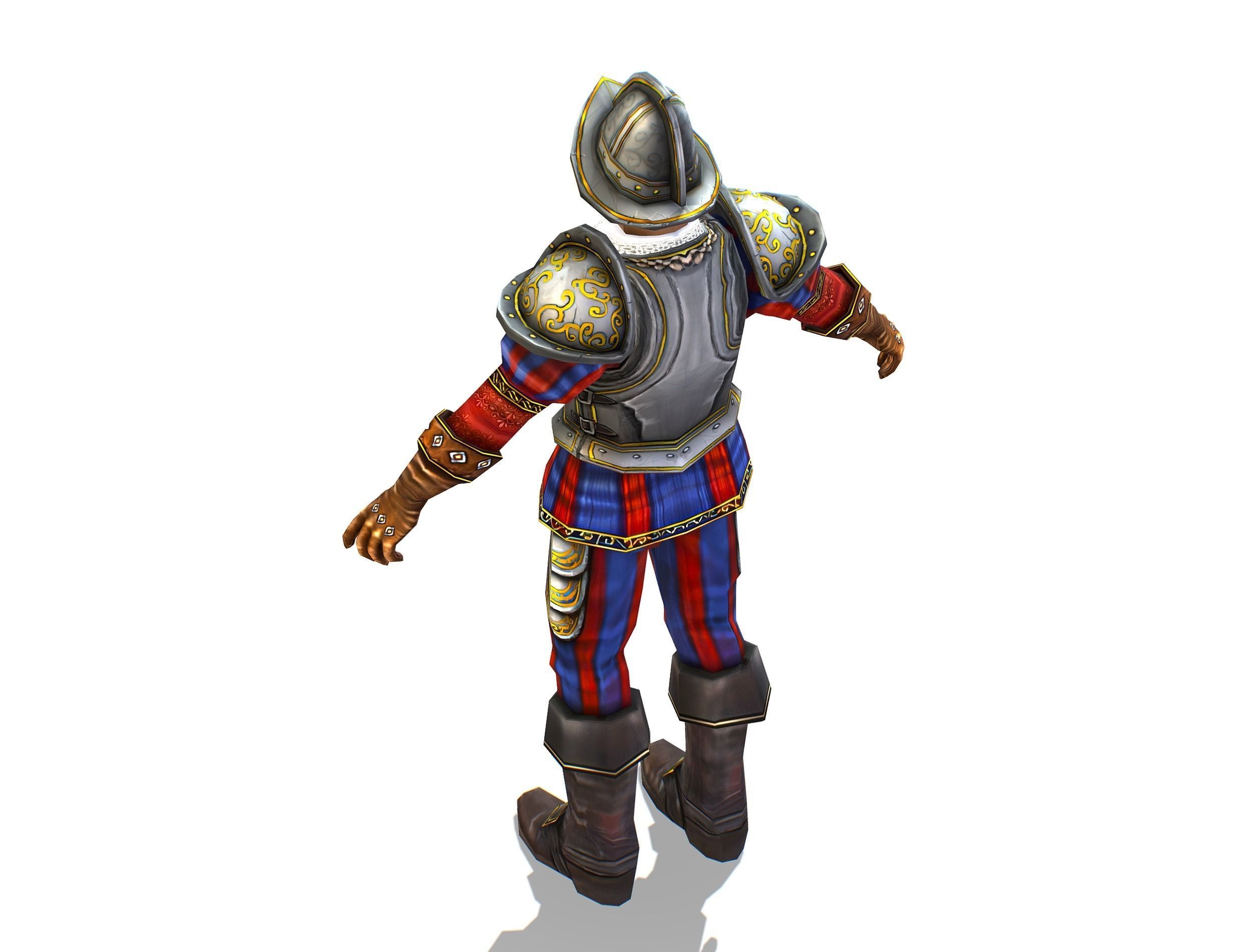 Old Man Spanish Canquistador Cortez Low-poly 3D model_11