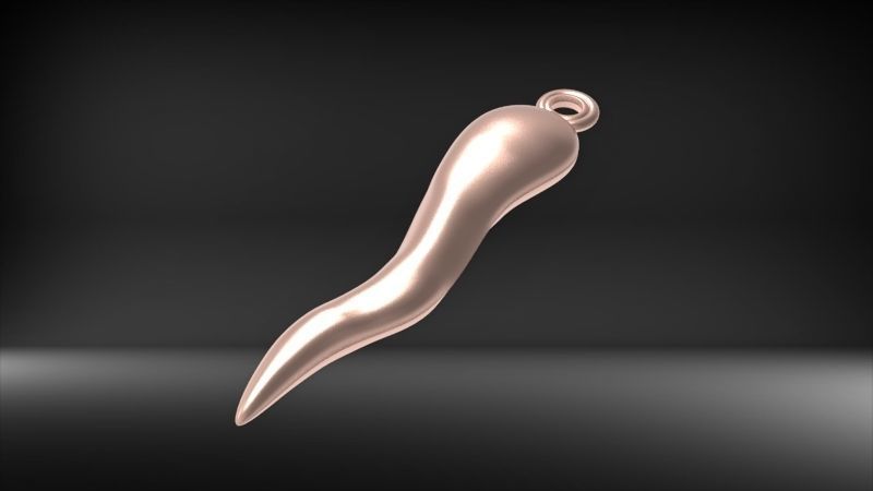 Italian Horn Pendant charm necklace jewelry 3D print model_19