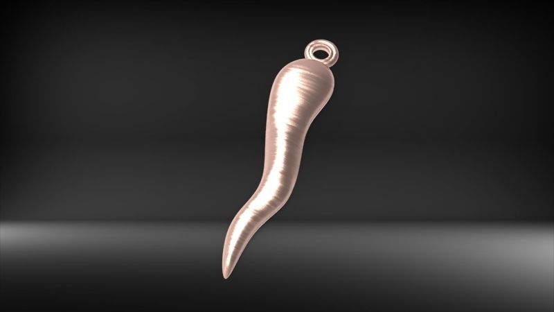 Italian Horn Pendant charm necklace jewelry 3D print model_17