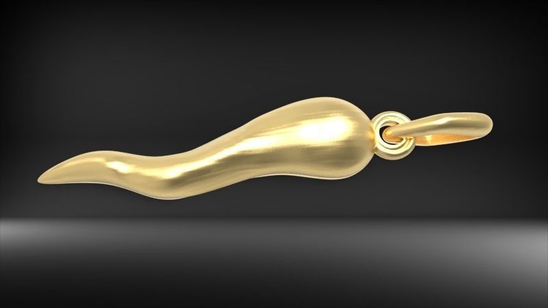 Italian Horn Pendant charm necklace jewelry 3D print model_2