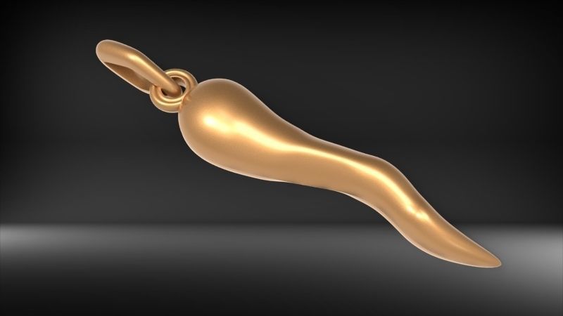 Italian Horn Pendant charm necklace jewelry 3D print model_4