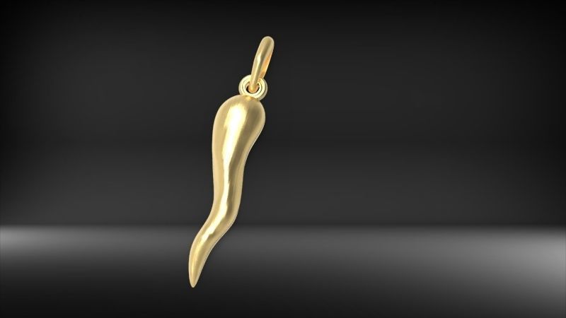 Italian Horn Pendant charm necklace jewelry 3D print model_1