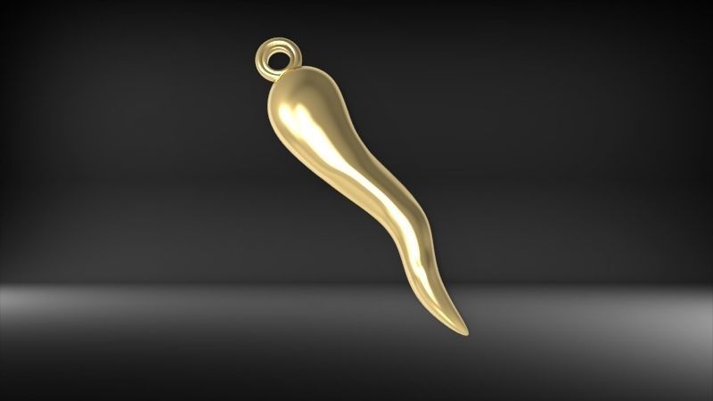 Italian Horn Pendant charm necklace jewelry 3D print model_14