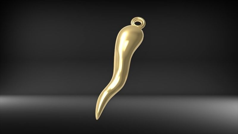 Italian Horn Pendant charm necklace jewelry 3D print model_15