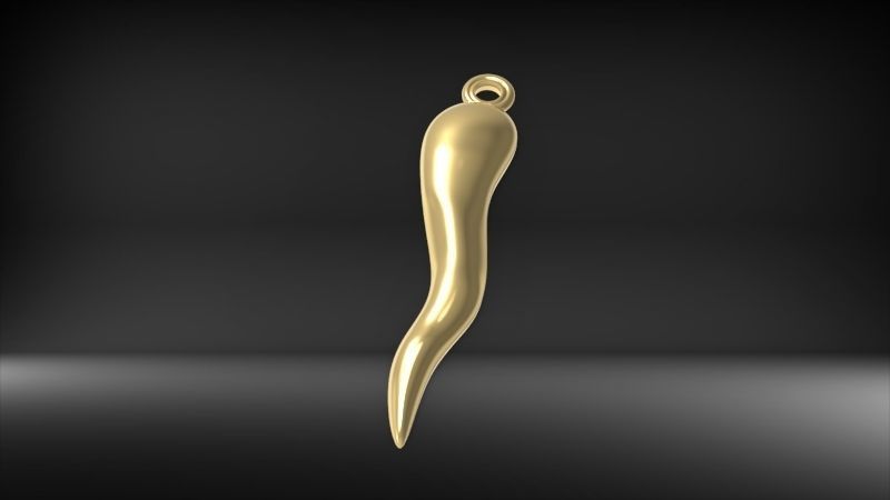 Italian Horn Pendant charm necklace jewelry 3D print model_11