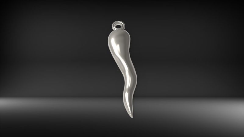 Italian Horn Pendant charm necklace jewelry 3D print model_20