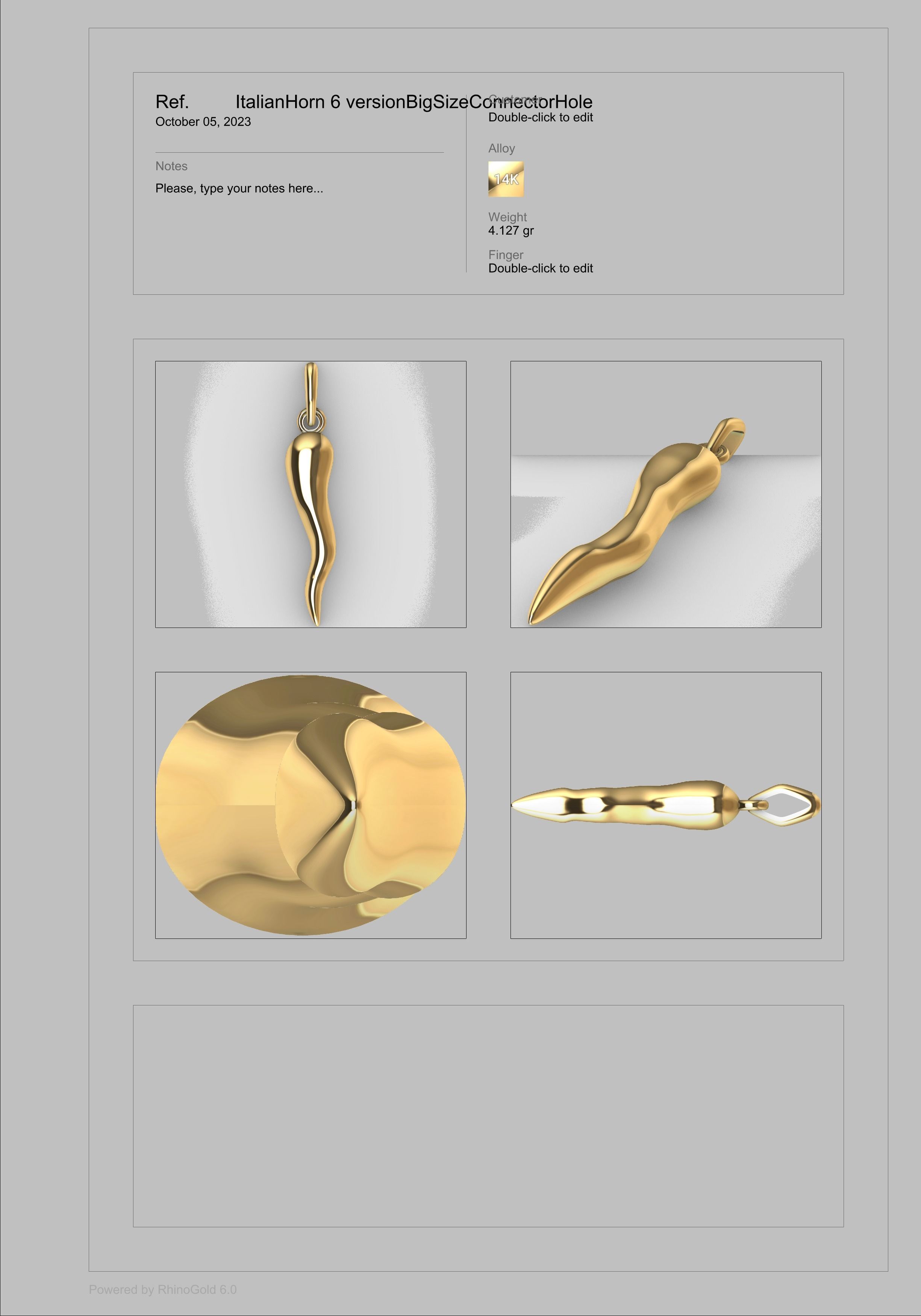 Italian Horn Pendant charm necklace jewelry 3D print model_10