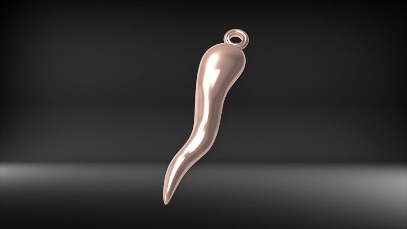 Italian Horn Pendant charm necklace jewelry 3D print model_16