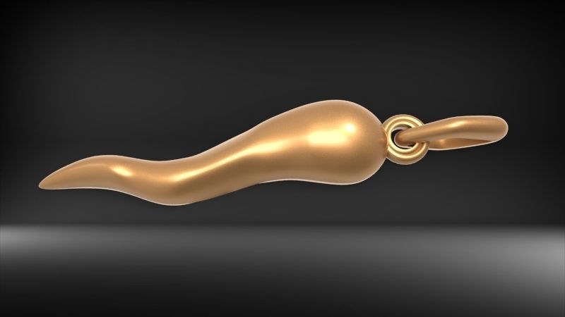 Italian Horn Pendant charm necklace jewelry 3D print model_3