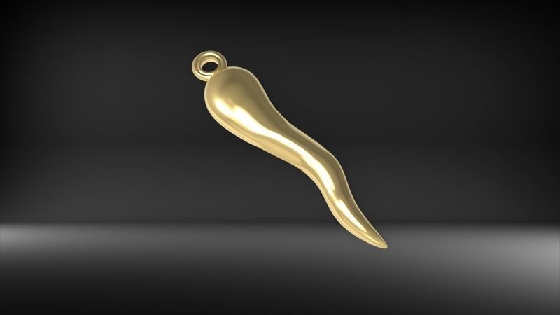 Italian Horn Pendant charm necklace jewelry 3D print model_12