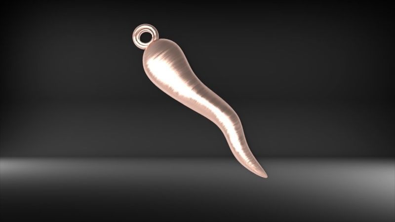 Italian Horn Pendant charm necklace jewelry 3D print model_18