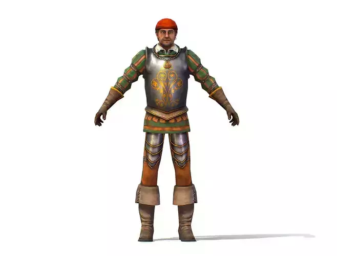 Old Man Spanish Canquistador Officer Low-poly 3D model