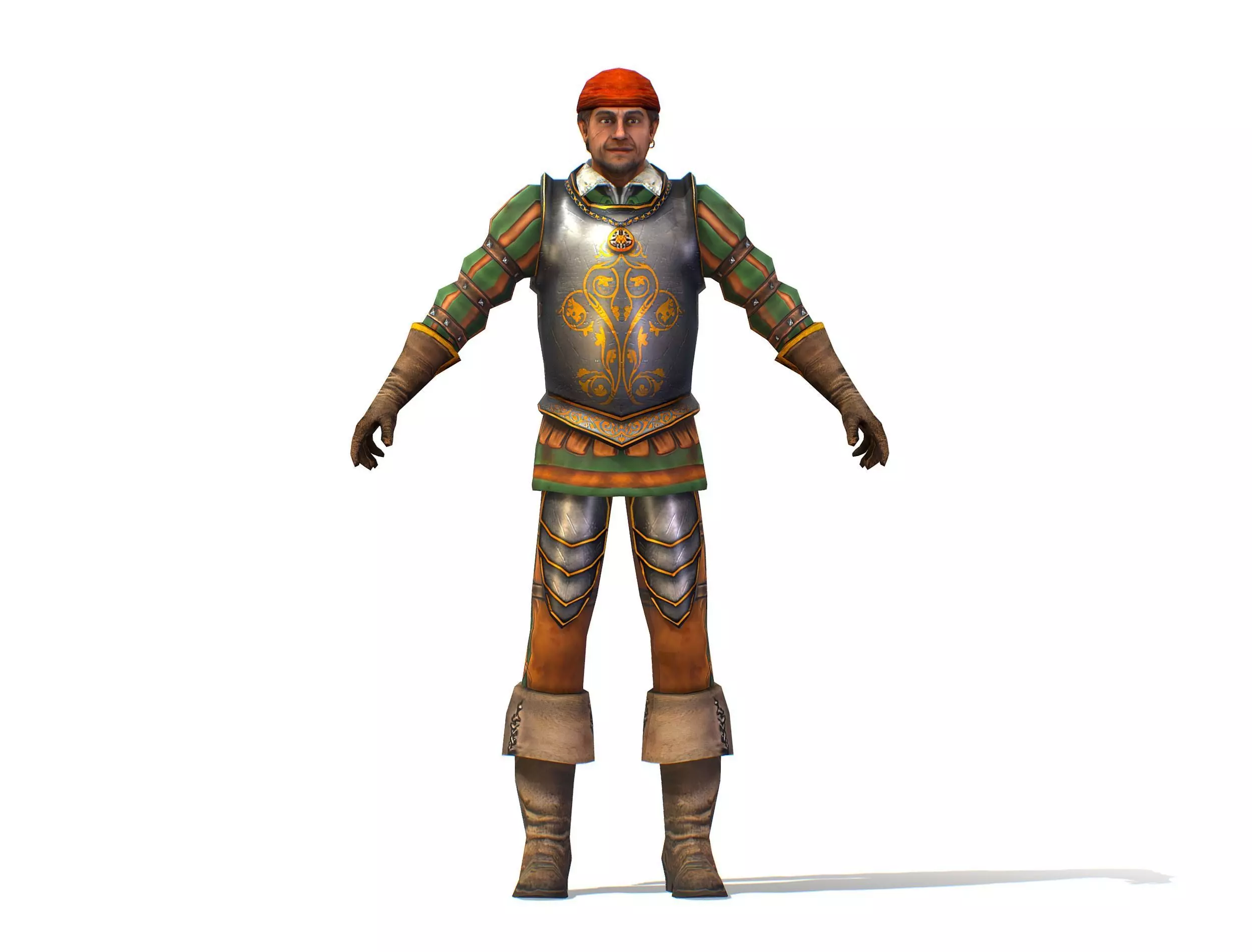 Old Man Spanish Canquistador Officer Low-poly 3D model