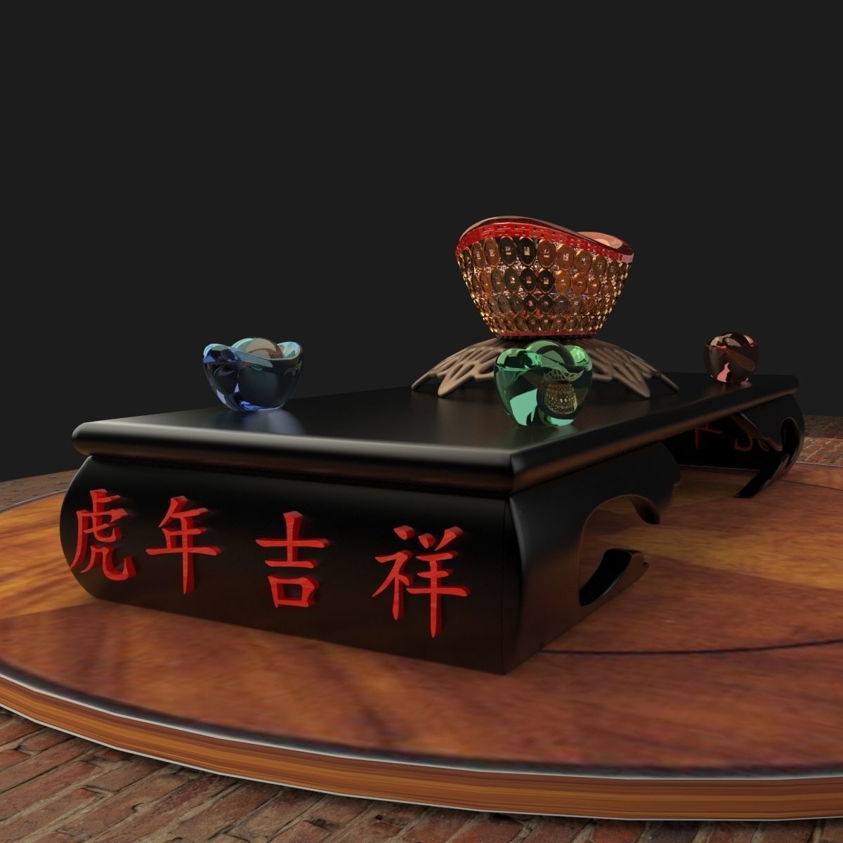 Chinese gold Ingot 3D model_5