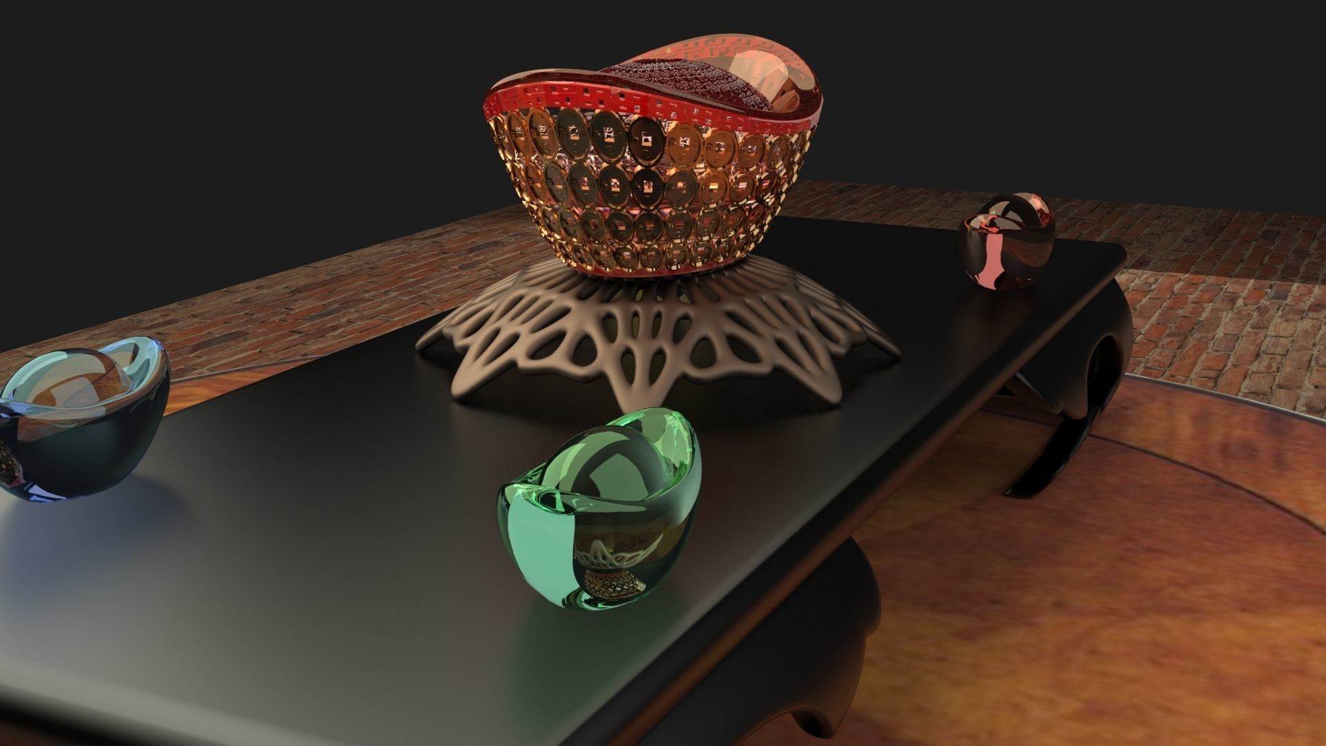 Chinese gold Ingot 3D model_1