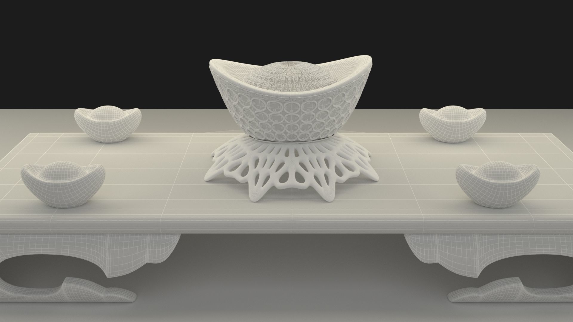 Chinese gold Ingot 3D model_6