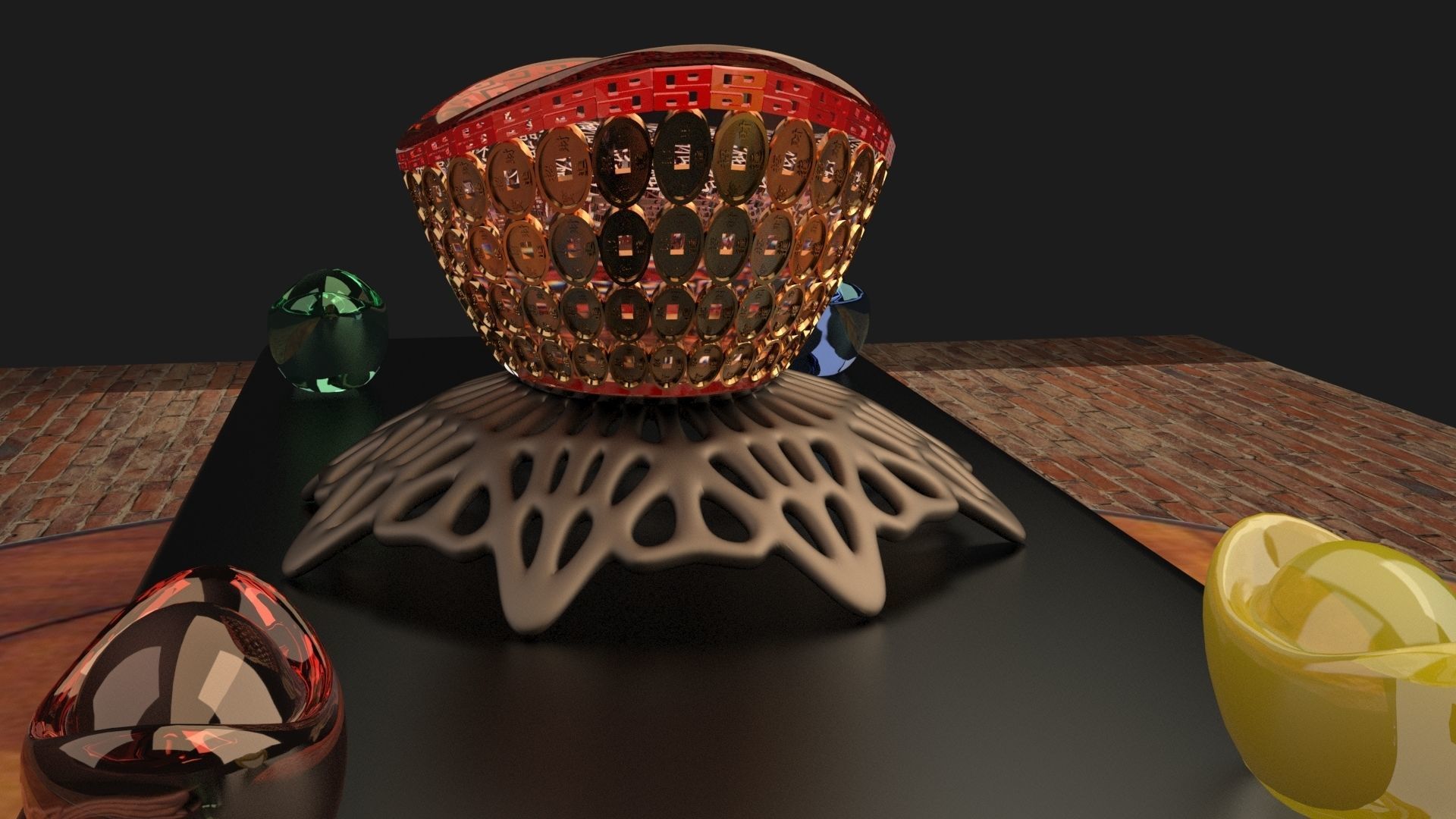 Chinese gold Ingot 3D model_2