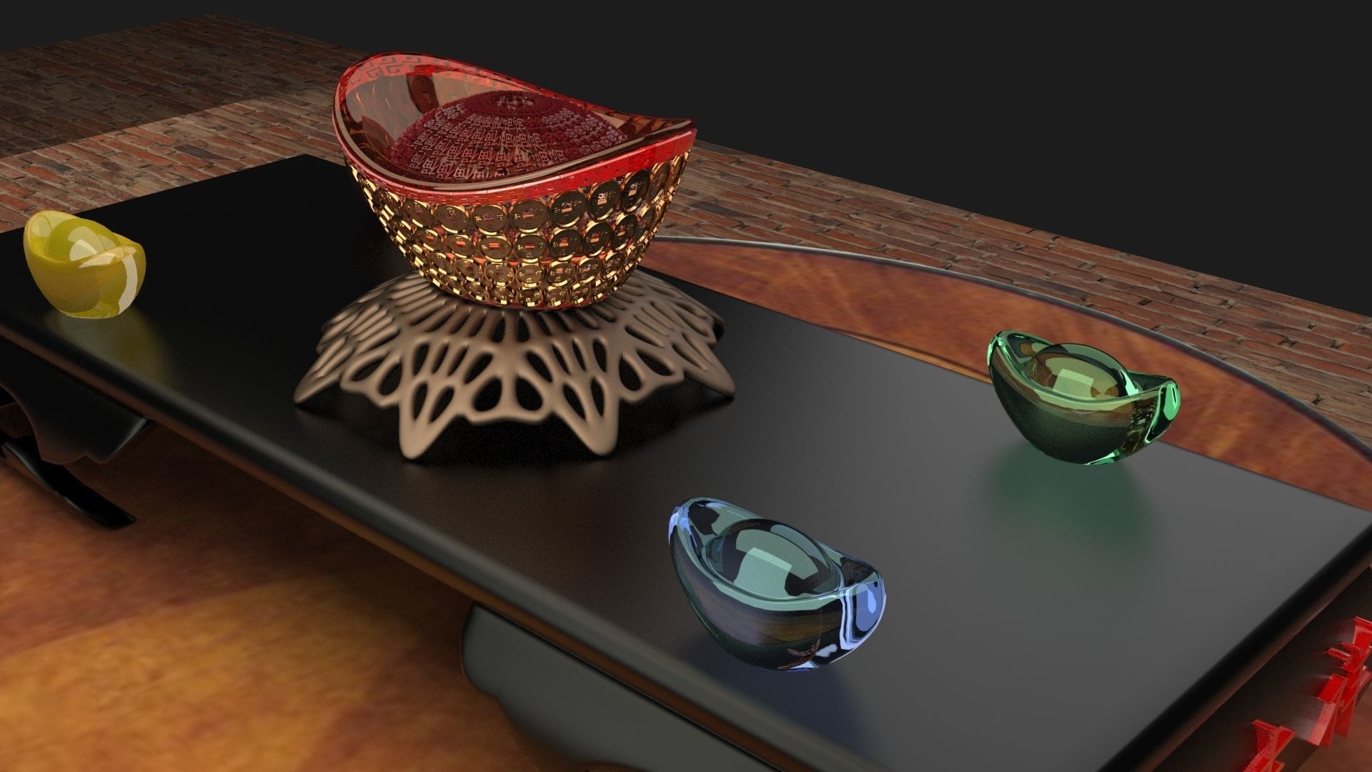 Chinese gold Ingot 3D model_3