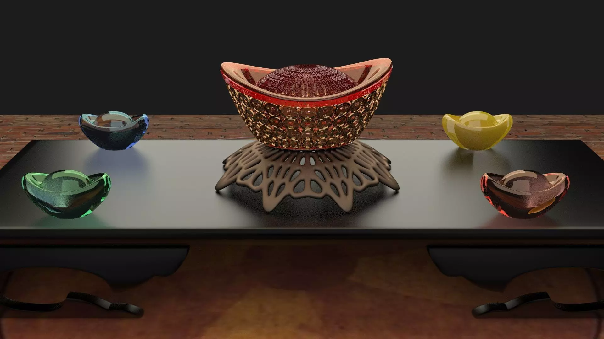 Chinese gold Ingot 3D model_0