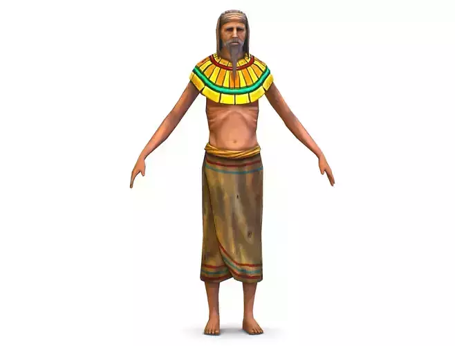Skinny Old Man Headband Egyptian Style Necklace Low-poly 3D model