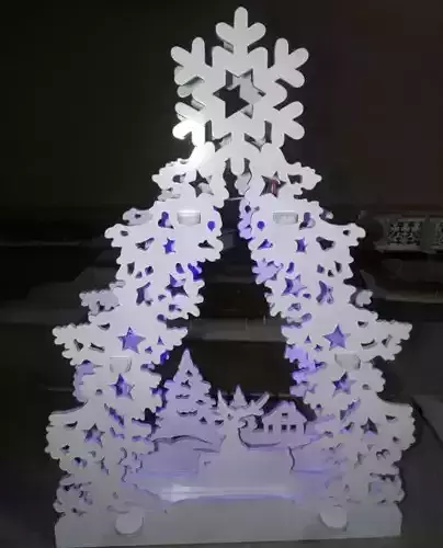 Christmas Village Tree silhouette 3D print model