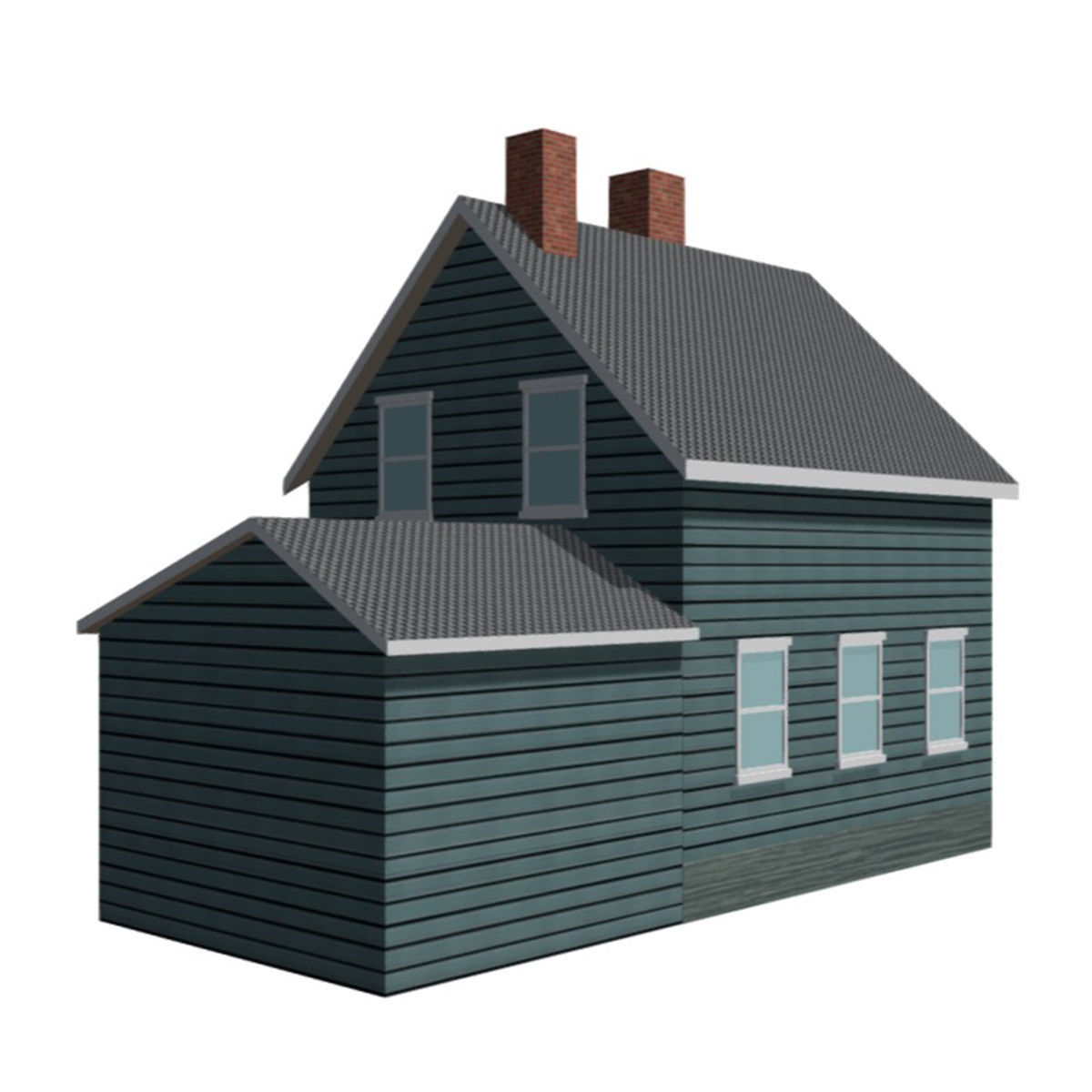 American Style Cottage - Town House Model Low-poly 3D model_3