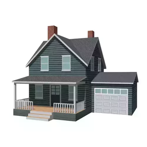 American Style Cottage - Town House Model Low-poly 3D model