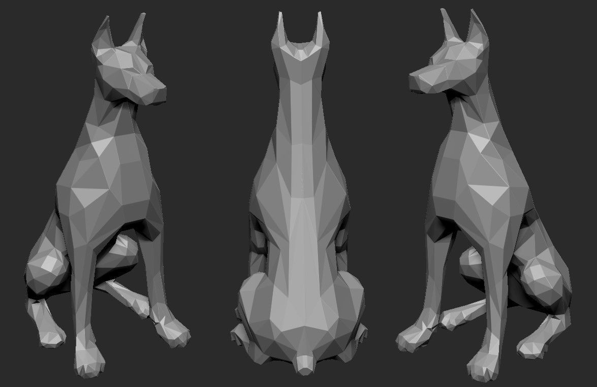 Doberman low poly 3D print model_2
