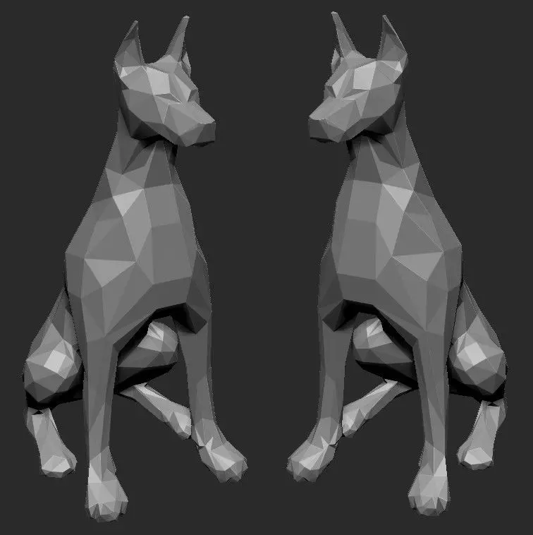 Doberman low poly 3D print model_0