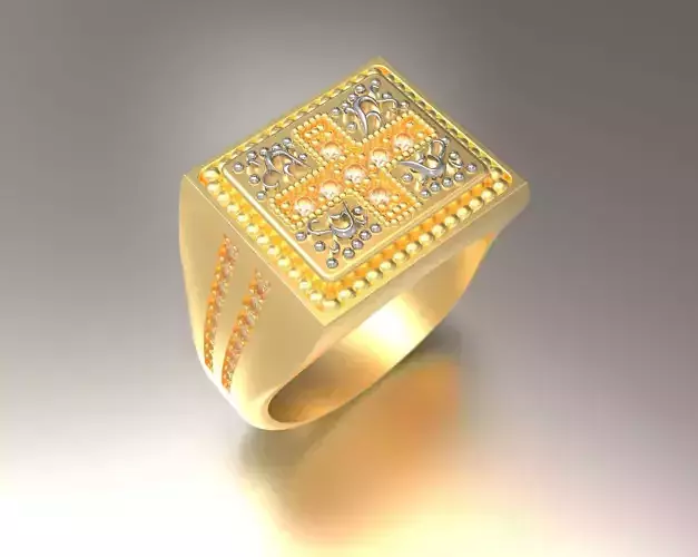 Mens cross Diamond Ring