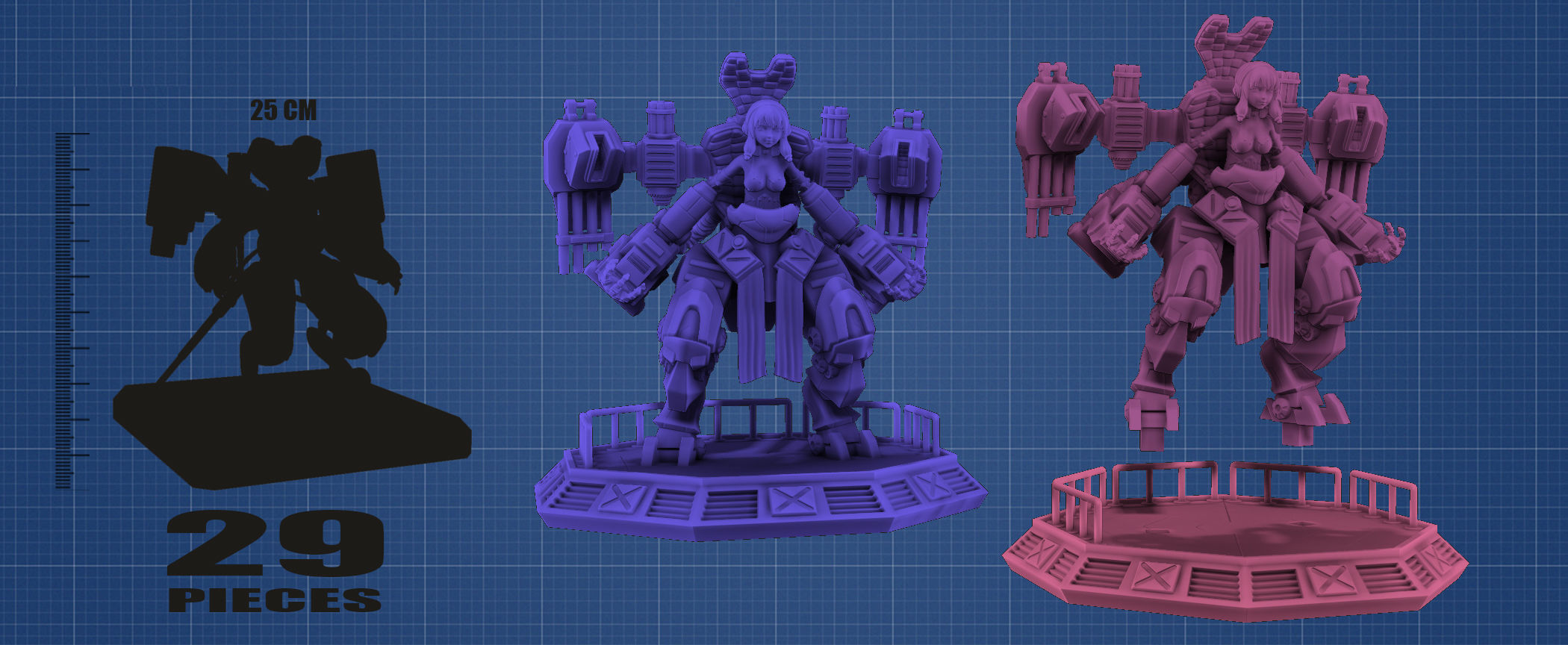 Mech Girl 3D print model_6