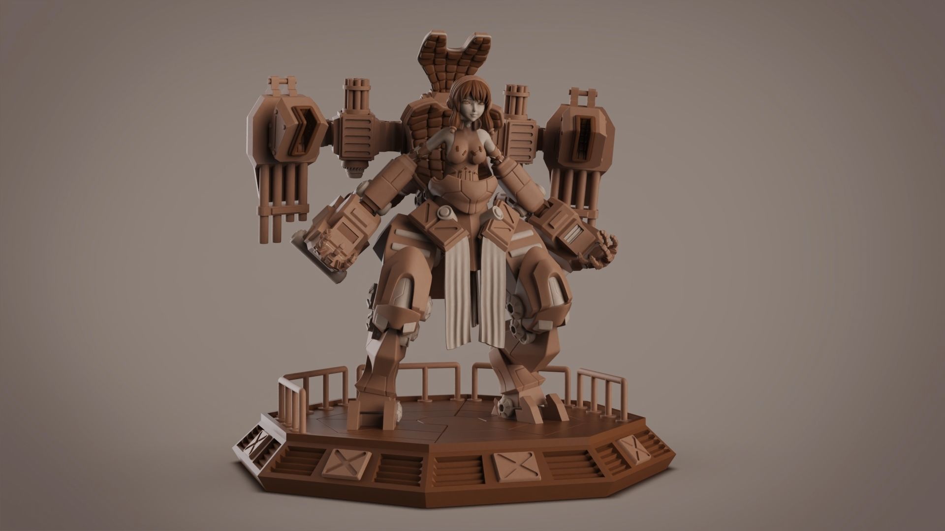 Mech Girl 3D print model_2