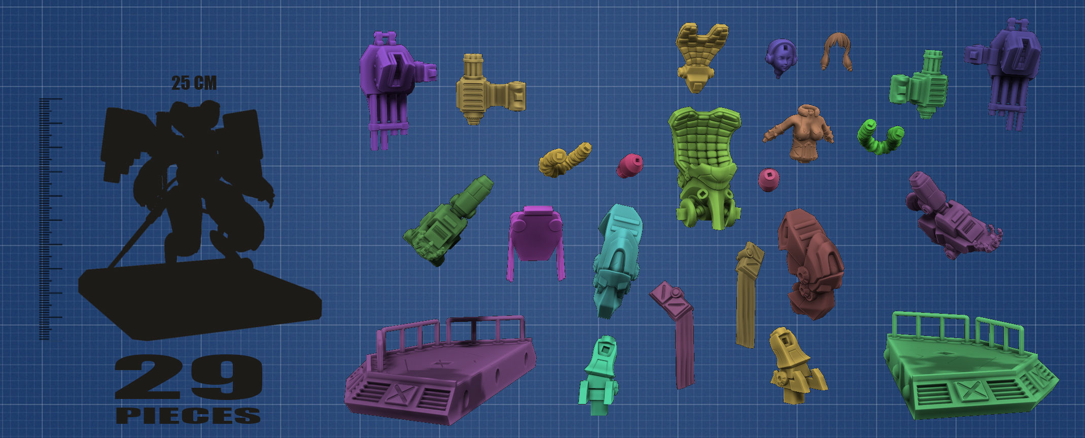 Mech Girl 3D print model_5