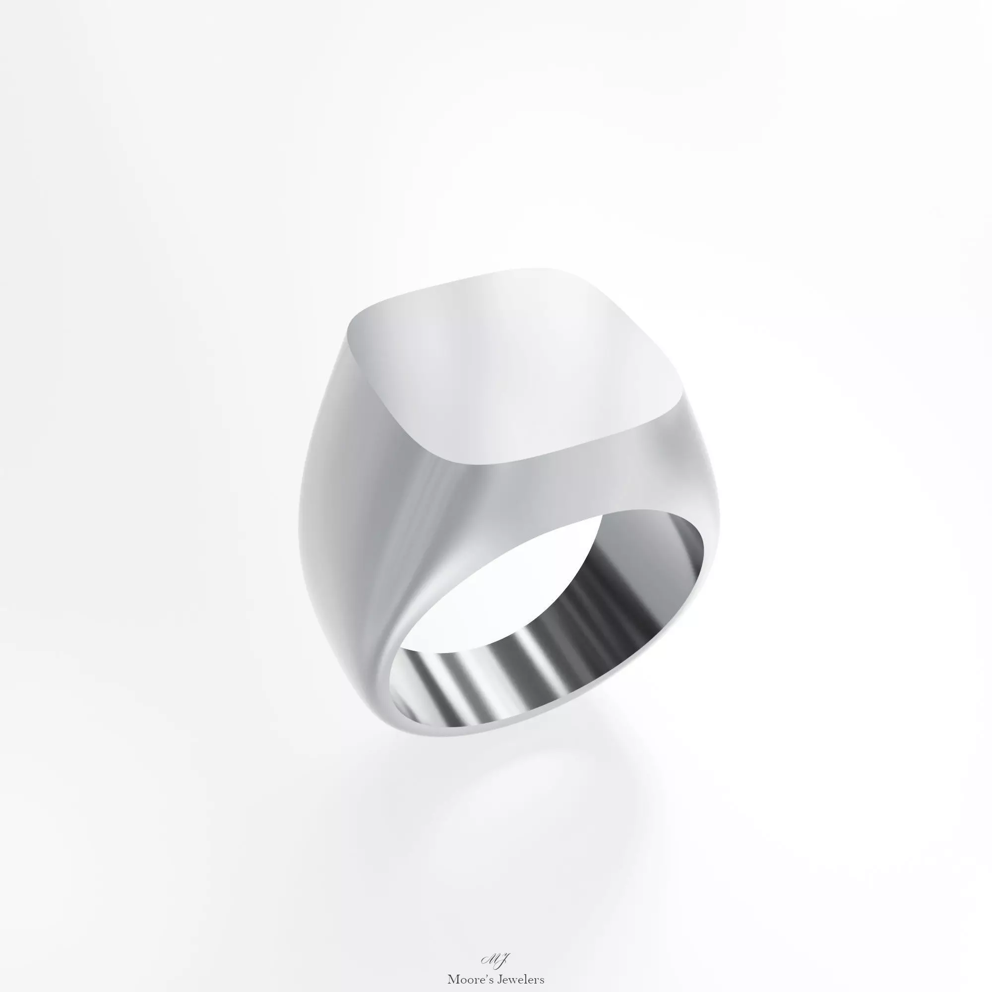 Cushion Shaped Base Signet Ring 3d Model 3D print model