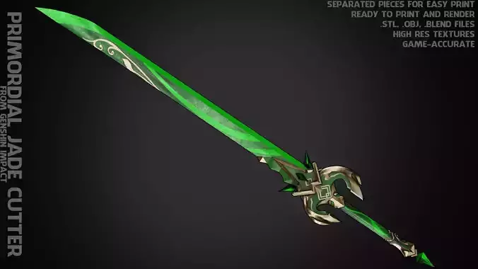 Genshin Impact Primordial Jade Cutter Sword for Cosplay 3D print model