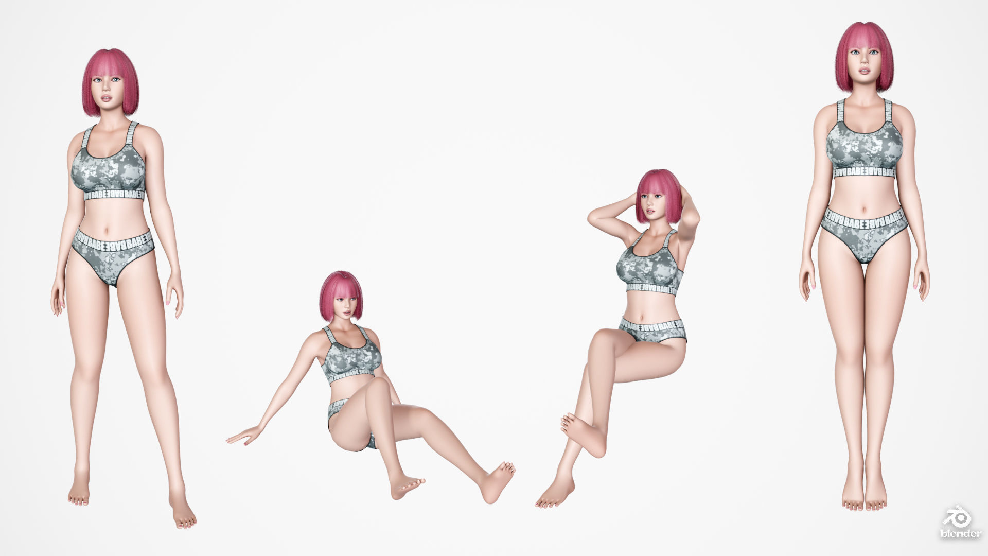 Risa - Female Character Base Mesh Version 1 Low-poly 3D model_14
