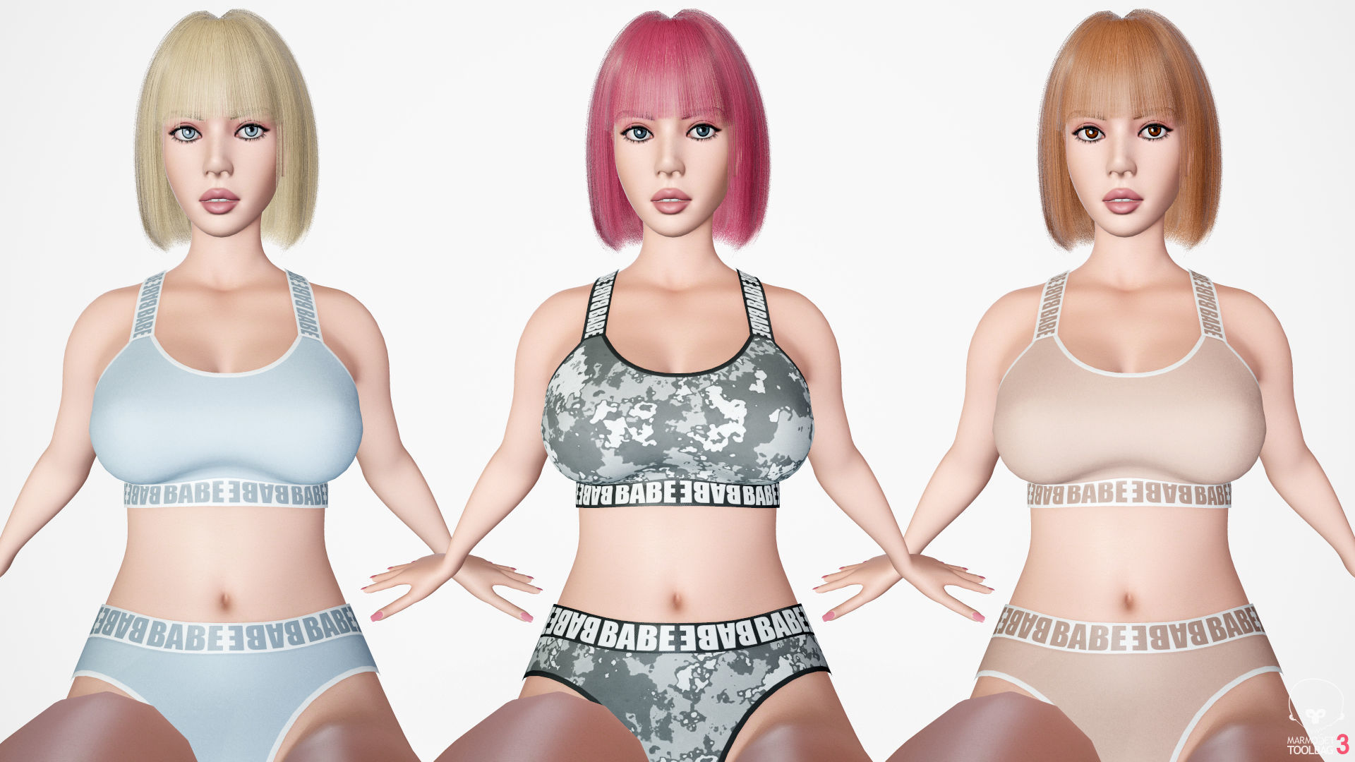 Risa - Female Character Base Mesh Version 1 Low-poly 3D model_2